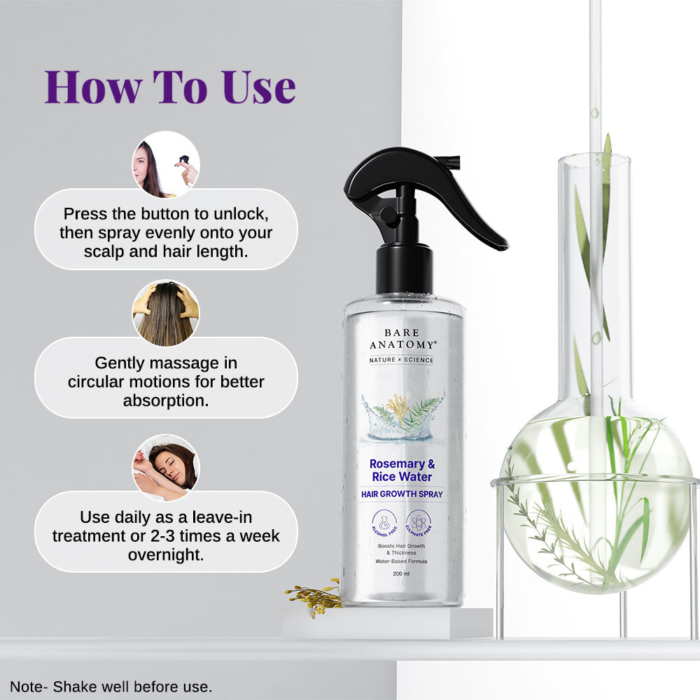 Rosemary & Rice Water Hair Growth Spray For Hair Growth and Thickness - 200 ml